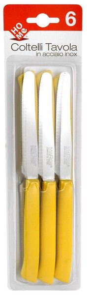 HOMe Set 6 coltelli tavola Color Knife con lama seghettata e manico giallo