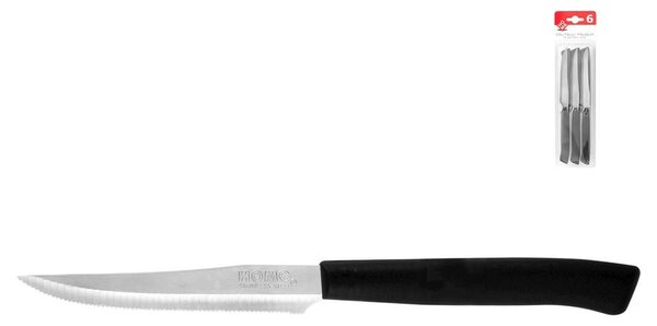 HOMe Set 6 coltelli bistecca Color Knife con lama in acciaio inox e manico nero cm 11