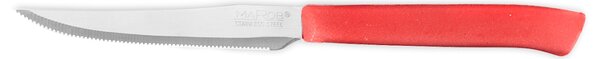 Set 6 coltelli bistecca Color Knife con lama in acciaio inox e manico rosso cm 11