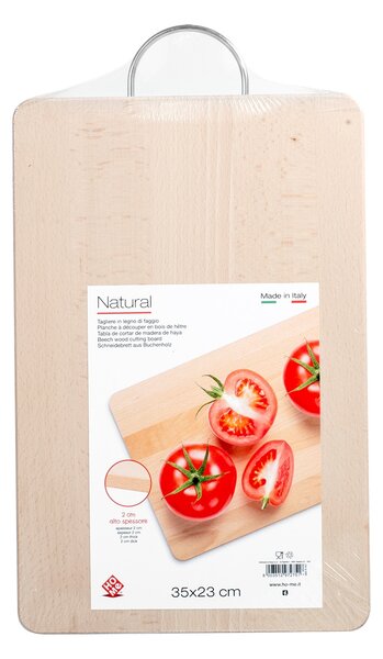 HOMe Tagliere Natural in legno di faggio con maniglia cm 35x23x2,2 h