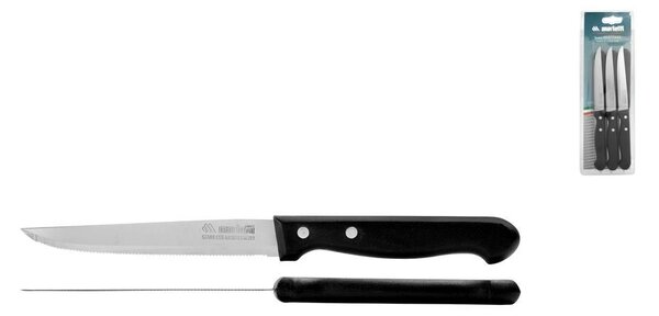 Set 6 coltelli bistecca manico rivettato in plastica nera lama in acciaio inox cm 2x1,50x21