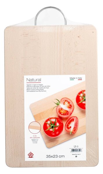 HOMe Tagliere Natural in legno di faggio con maniglia cm 35x23x2,2 h