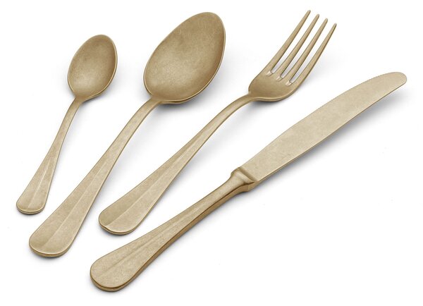 Servizio Set di Posate 24 Pezzi in Acciaio 18/10 PVD Eme Royal Retrò Gold