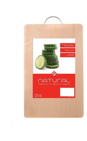 HOMe Tagliere Natural in legno di faggio con maniglia cm 28x17x2,2 h