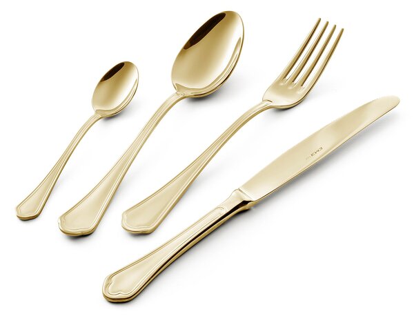 Servizio Set di Posate 24 Pezzi in Acciaio 18/10 PVD Eme Domus Gold