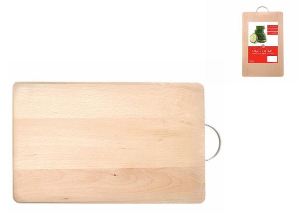 HOMe Tagliere Natural in legno di faggio con maniglia cm 40x25x2,2 h