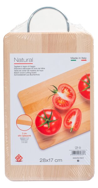 HOMe Tagliere Natural in legno di faggio con maniglia cm 28x17x2,2 h