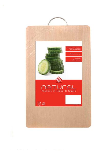 HOMe Tagliere Natural in legno di faggio con maniglia cm 28x17x2,2 h