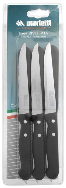 Set 6 coltelli bistecca manico rivettato in plastica nera lama in acciaio inox cm 2x1,50x21