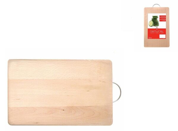 HOMe Tagliere Natural in legno di faggio con maniglia cm 28x17x2,2 h
