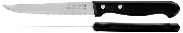 Set 6 coltelli bistecca manico rivettato in plastica nera lama in acciaio inox cm 2x1,50x21