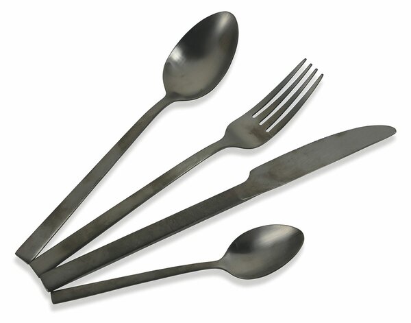 Servizio Set di Posate 24 Pezzi in Acciaio Opaco Nero VdE Tivoli 1996 Lexington