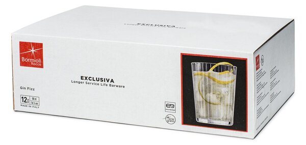 BORMIOLI ROCCO Set 12 bicchieri Exclusiva GinFizz in vetro trasparente ottico cl 50