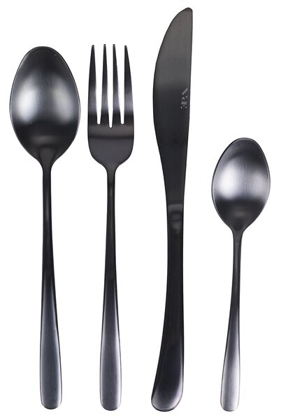 Servizio Set di Posate 24 Pezzi in Acciaio Nero Lucido VdE Tivoli 1996 Drop