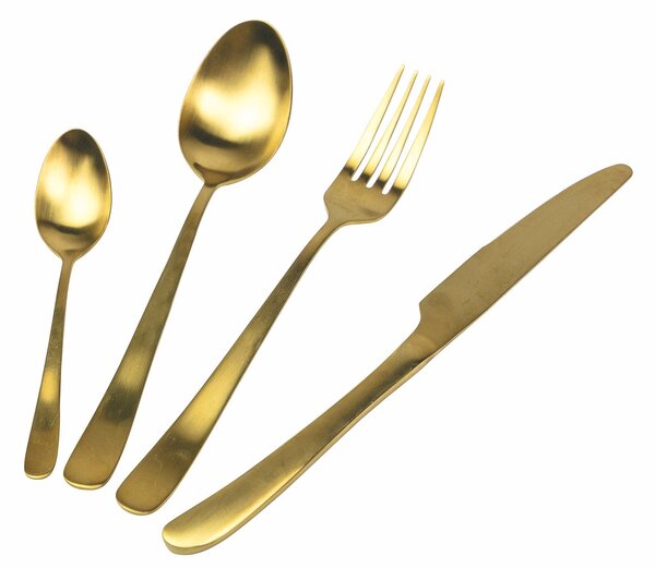 Servizio Set di Posate 24 Pezzi in Acciaio Oro Opaco VdE Tivoli 1996 Round