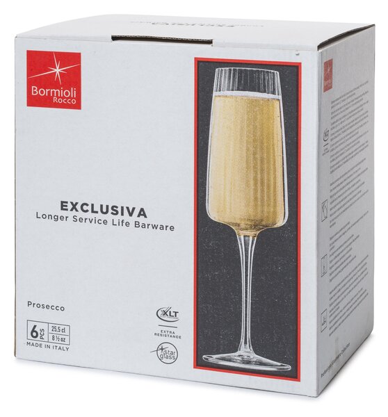 BORMIOLI ROCCO Set 6 calici Exclusiva Prosecco in vetro trasparente ottico cl 26