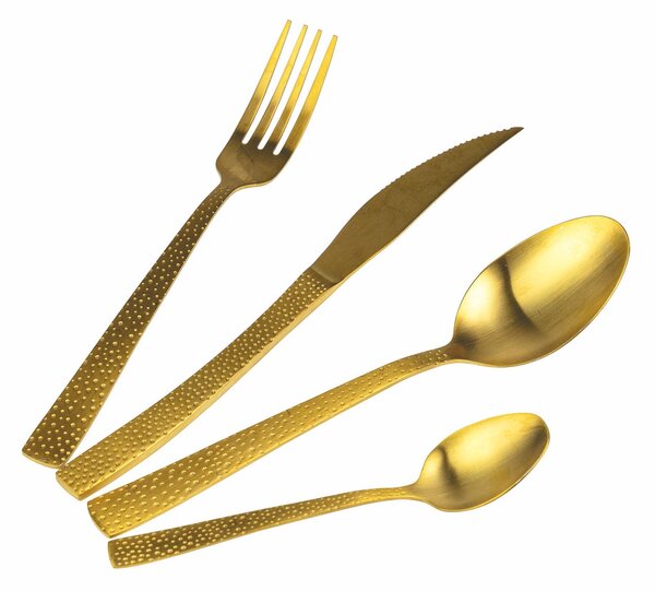Servizio Set di Posate 24 Pezzi Gold Opaco in Acciaio VdE Tivoli 1996 Stone