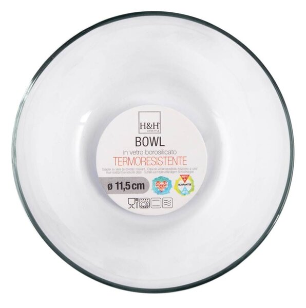 H&H Set 6 Coppa Bowl In Borosilicato Trasparente Cm 11,5