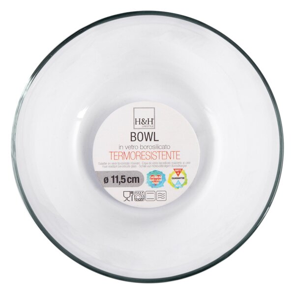 H&H Set 6 Coppa Bowl In Borosilicato Trasparente Cm 11,5