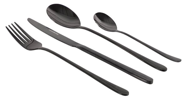 Servizio Set di Posate 24 Pezzi in Acciaio Inox Nero