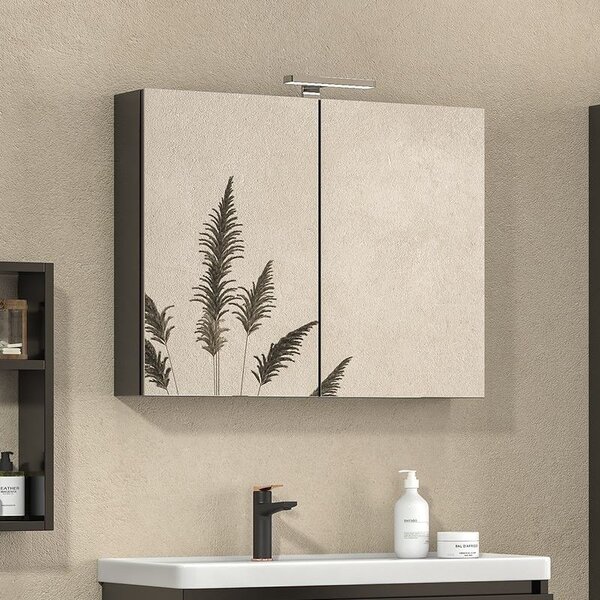 Specchiera bagno contenitore in legno 80x13x75 cm SP-80 - KAMALU
