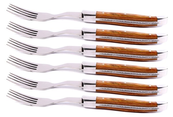 Set 6 Forchette da Bistecca Manico in Legno Tendor Alps