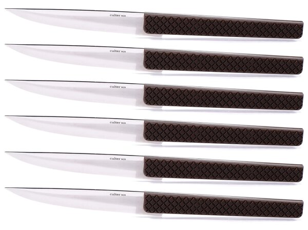Set 6 Coltelli da Tavola Lama Liscia Manico in Polipropilene K8 Turtle Marrone