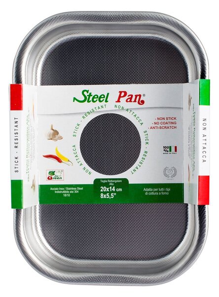 Teglia rettangolare alta Non Stick in acciaio inox cm 20x15x6h