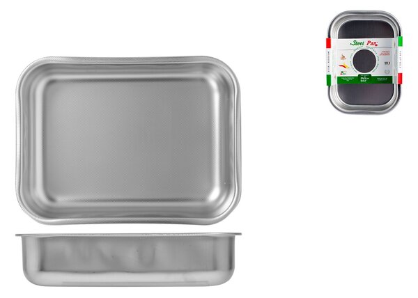Teglia rettangolare alta Non Stick in acciaio inox cm 20x15x6h