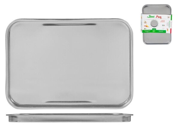 Teglia rettangolare bassa Non Stick in acciaio inox cm 40x29x4h