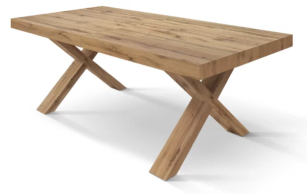 Tavolo allungabile rovere rustico con gambe incrociate rovere 180x90
