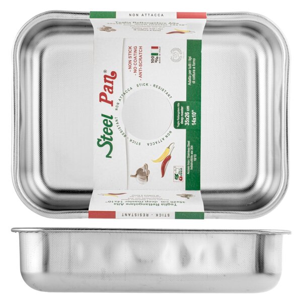 Teglia rettangolare alta Non Stick in acciaio inox cm 35x27x8h
