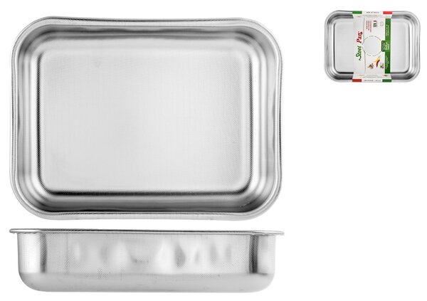 Teglia rettangolare alta Non Stick in acciaio inox cm 30x23x7h