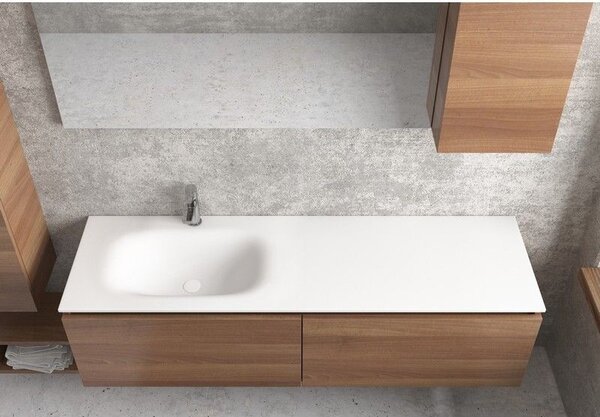 Specchio bagno 155cm pensile contenitore a destra SP-155S - KAMALU