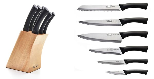 Set di 6 Coltelli Ceppo Rettangolare in legno Eme Love Me