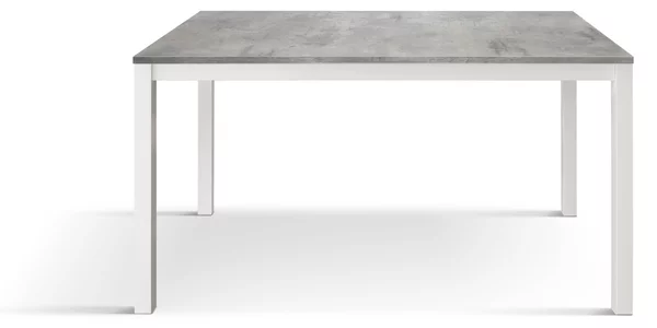 Tavolo allungabile grigio cemento con basamento bianco in ferro 120x80