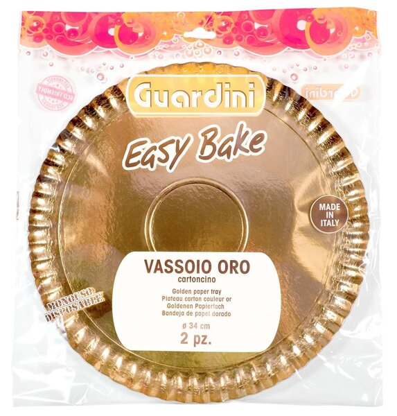 GUARDINI Set 2 Vassoi Carta Tondi Cm 34 Gold