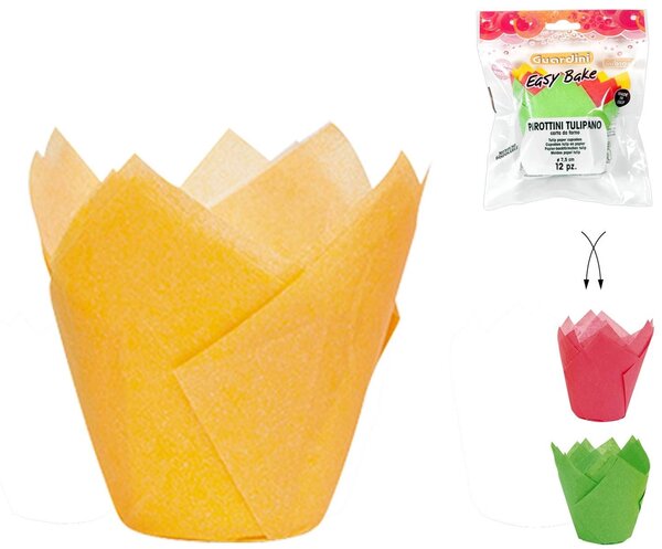 GUARDINI Set 12 Stampi Carta Muffin Tulipano Easy Bake Cm 7,5