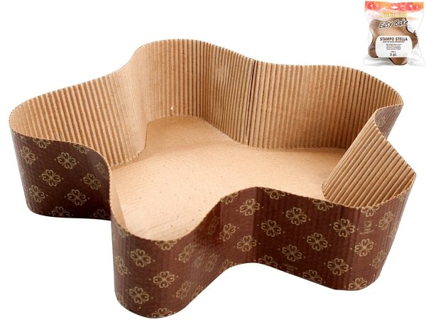 GUARDINI Set 3 Stampi Pandoro Stella Easybake In Carta Cm 25x25x6h