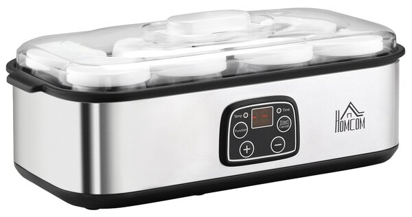 Yogurtiera Elettrica 30W con 8 Vasetti Temperatura Regolabile Argento