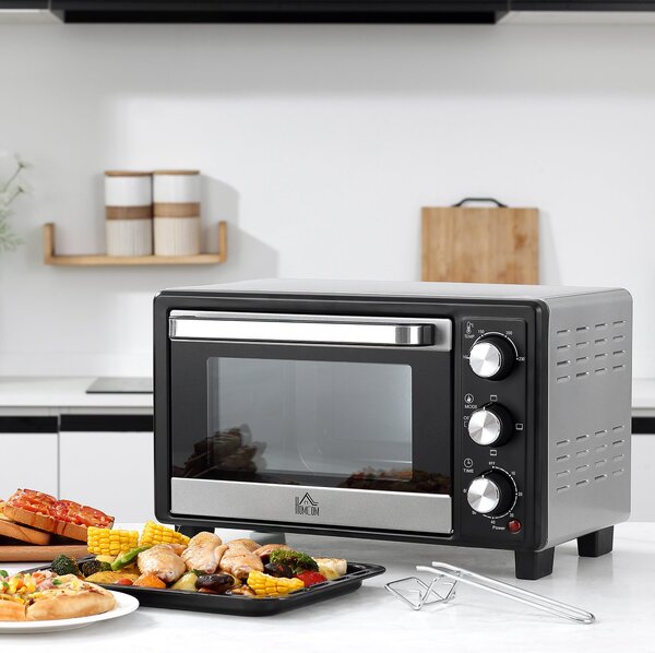 Fornetto Elettrico 1400W 16 Litri con Griglia e Teglia Argento e Nero