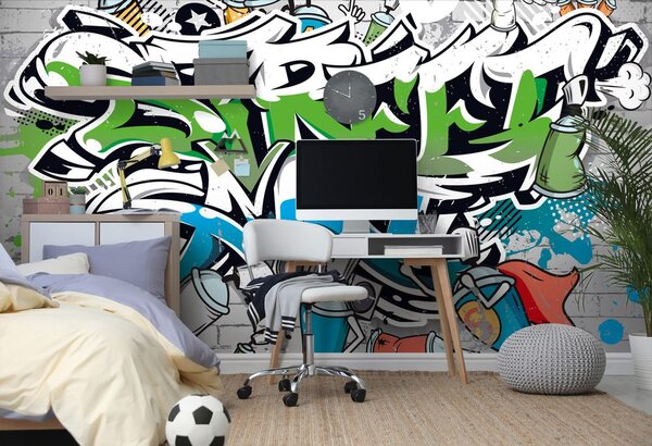 Carta da parati – Scritta Street Art allegra con spray