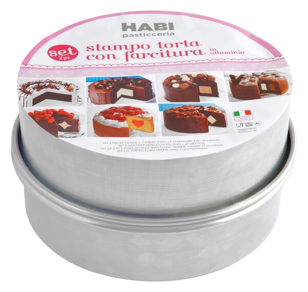 HABI Set 2 Pezzi stampo torta con farcitura bigusto in alluminio