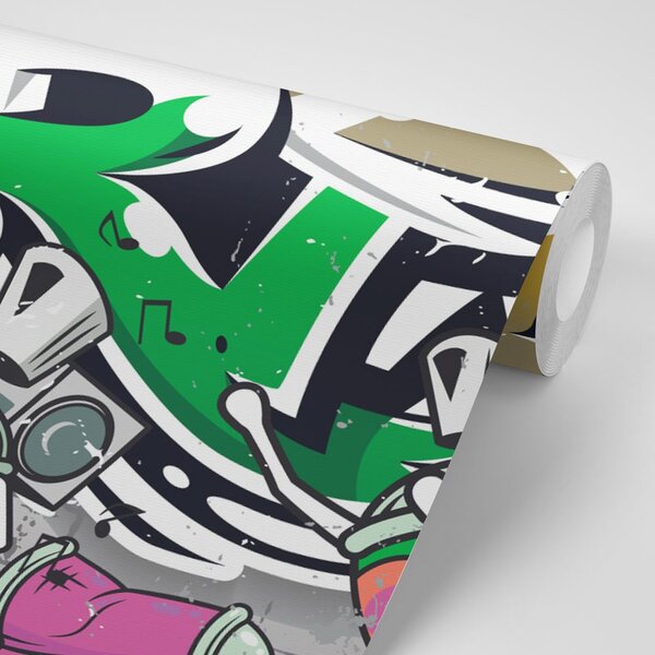 Carta da parati – Scritta Street Art verde con spray