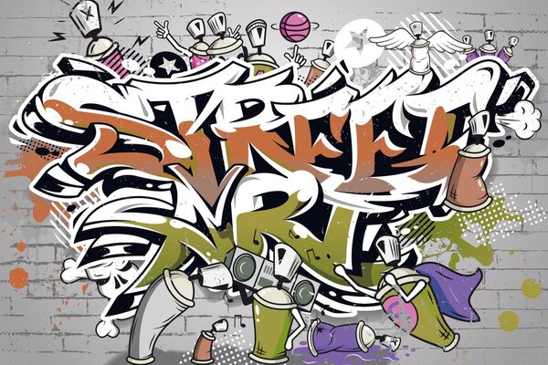 Carta da parati – Scritta Street Art arancione con spray