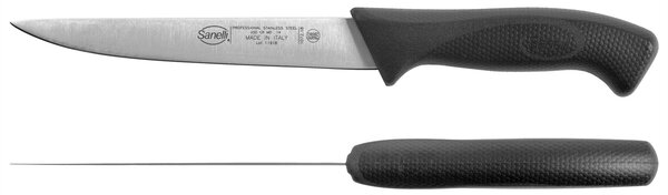 Coltello filettare Skin in acciaio inox manico antiscivolo nero cm 18