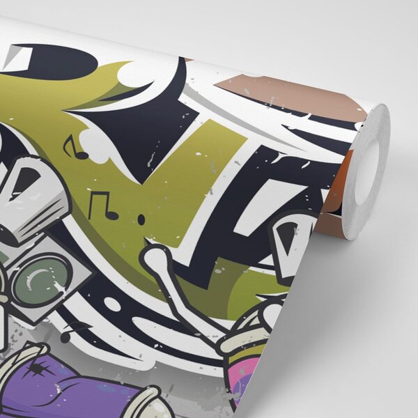 Carta da parati – Scritta Street Art arancione con spray