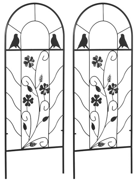 Outsunny Traliccio da giardino set di 2 supporto per piante rampicanti in metallo - 38 x 98 cm nero