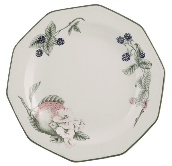 Set 6 piatti piani Victorian Orchard in earthenware bianco decorato cm 26