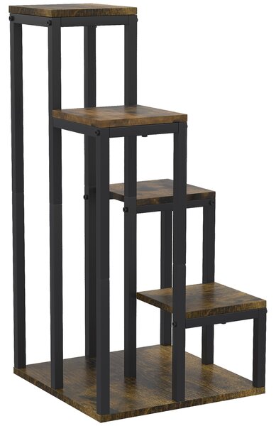 Outsunny Supporto per piante scaffale a fiori 4 ripiani diverse altezze struttura in acciaio 40 x 40 x 81 cm nero